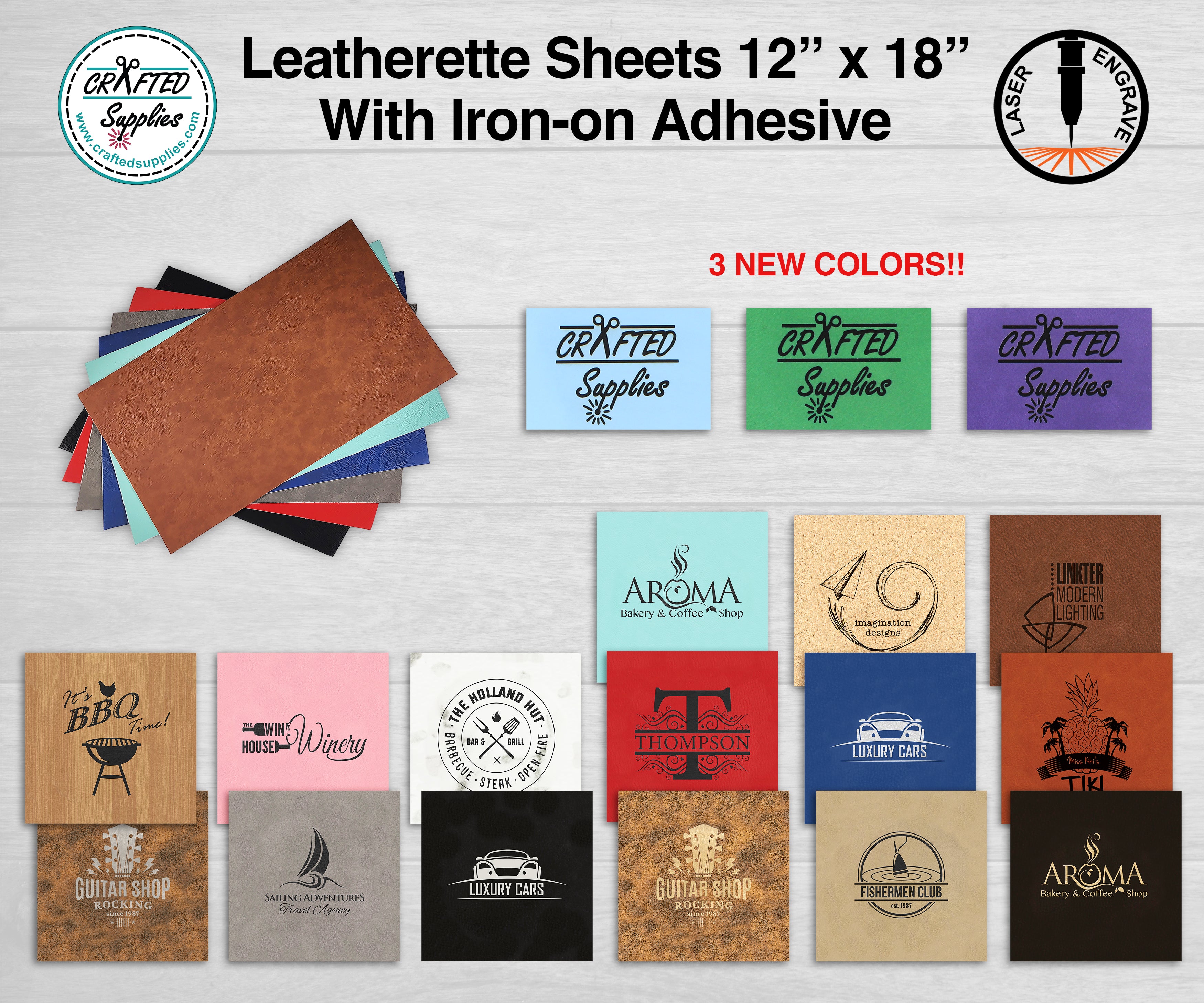 American Personalized Leather Sheets for Laser Engraving with Adhesive Backing, Laserable Leatherette 12 x 18, Glowforge FSL Supplies and Materials (Dark Brown/Black)