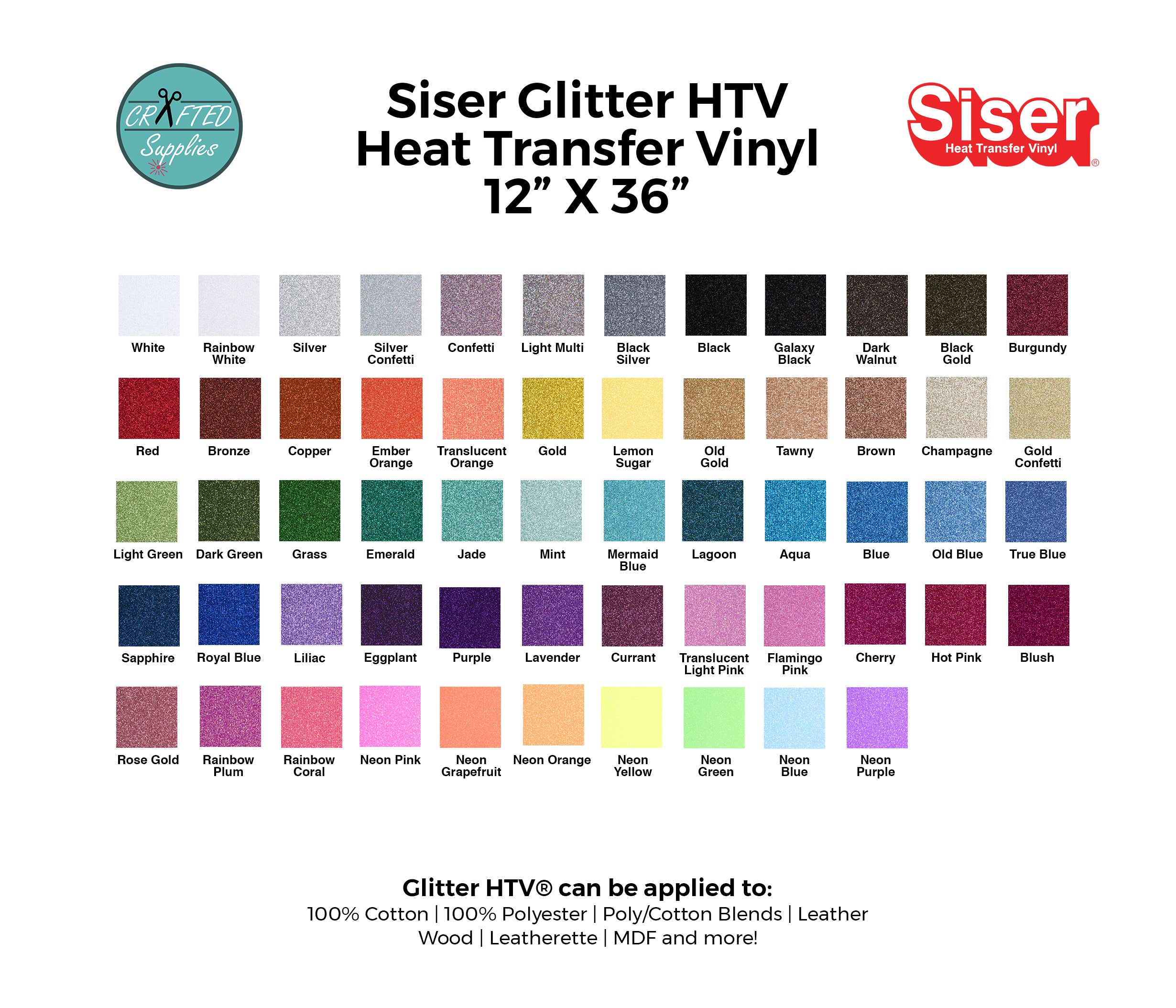 Siser Glitter Heat Transfer Vinyl - White HTV