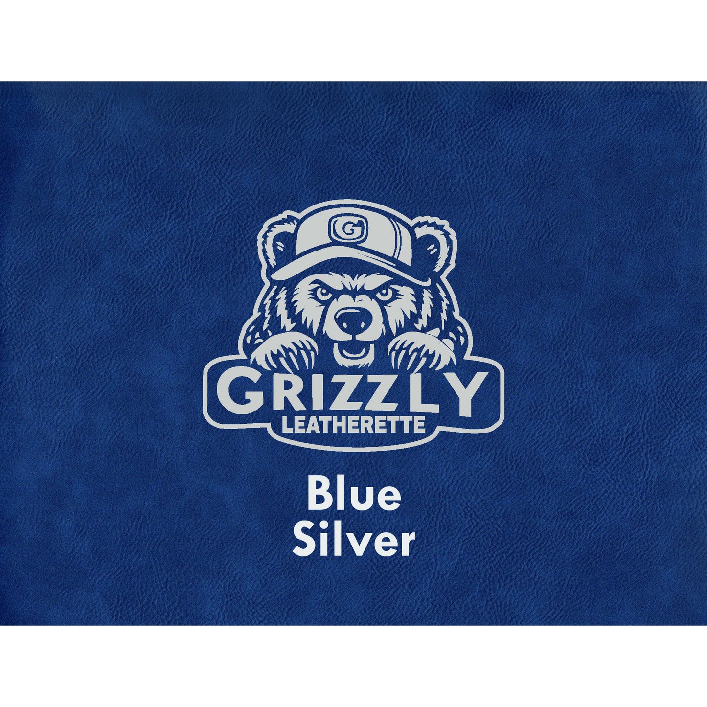 Grizzly Leatherette, Blue/Silver 12in x 24in