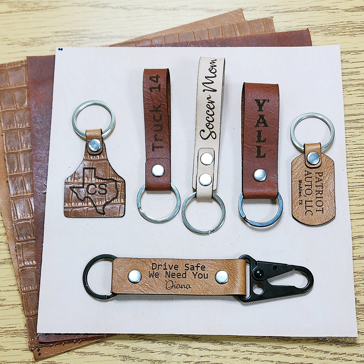 Keychain SVG Bundle for Leather. Digital Cut File