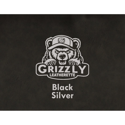 Grizzly Leatherette, Black/Silver 12in x 24in