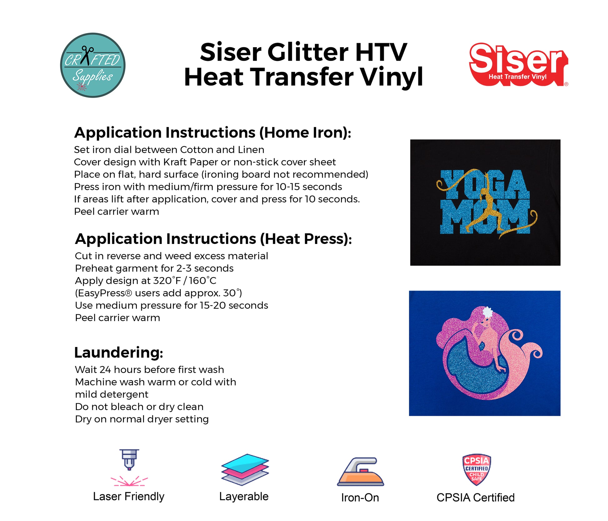 Siser Glitter HTV Heat Transfer Vinyl Sheet- Black 12'' x 20