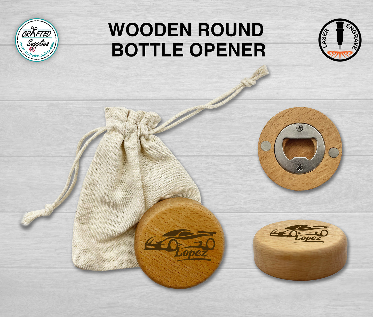 Custom Engraved Round Wooden Beer Bottle Opener with Magnet Wooden  Refrigerator Magnet Bottle Opener for Kitchen Gathering Party - AliExpress