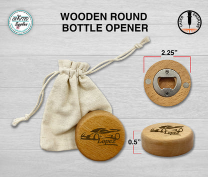 Wooden Bottle Opener, Fridge Magnet,  Laser Engravable