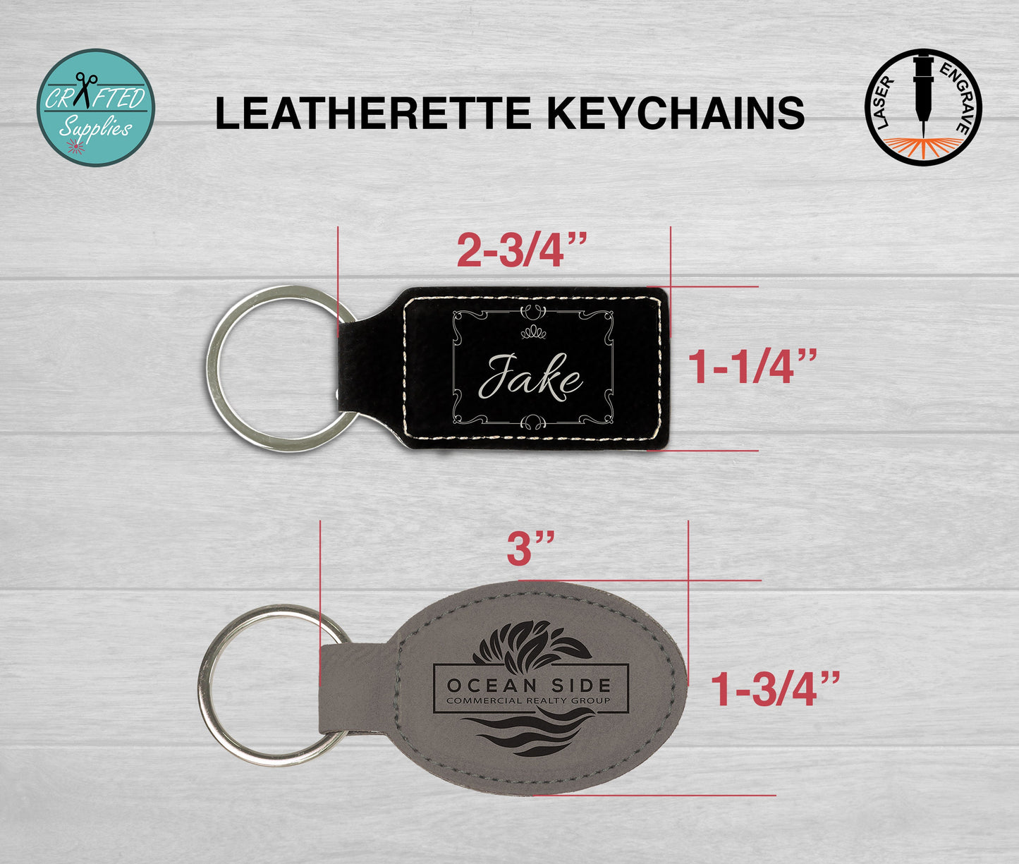 Full Grain Leather Keychains 10 Pack-Laser Engraving, Hot Foil