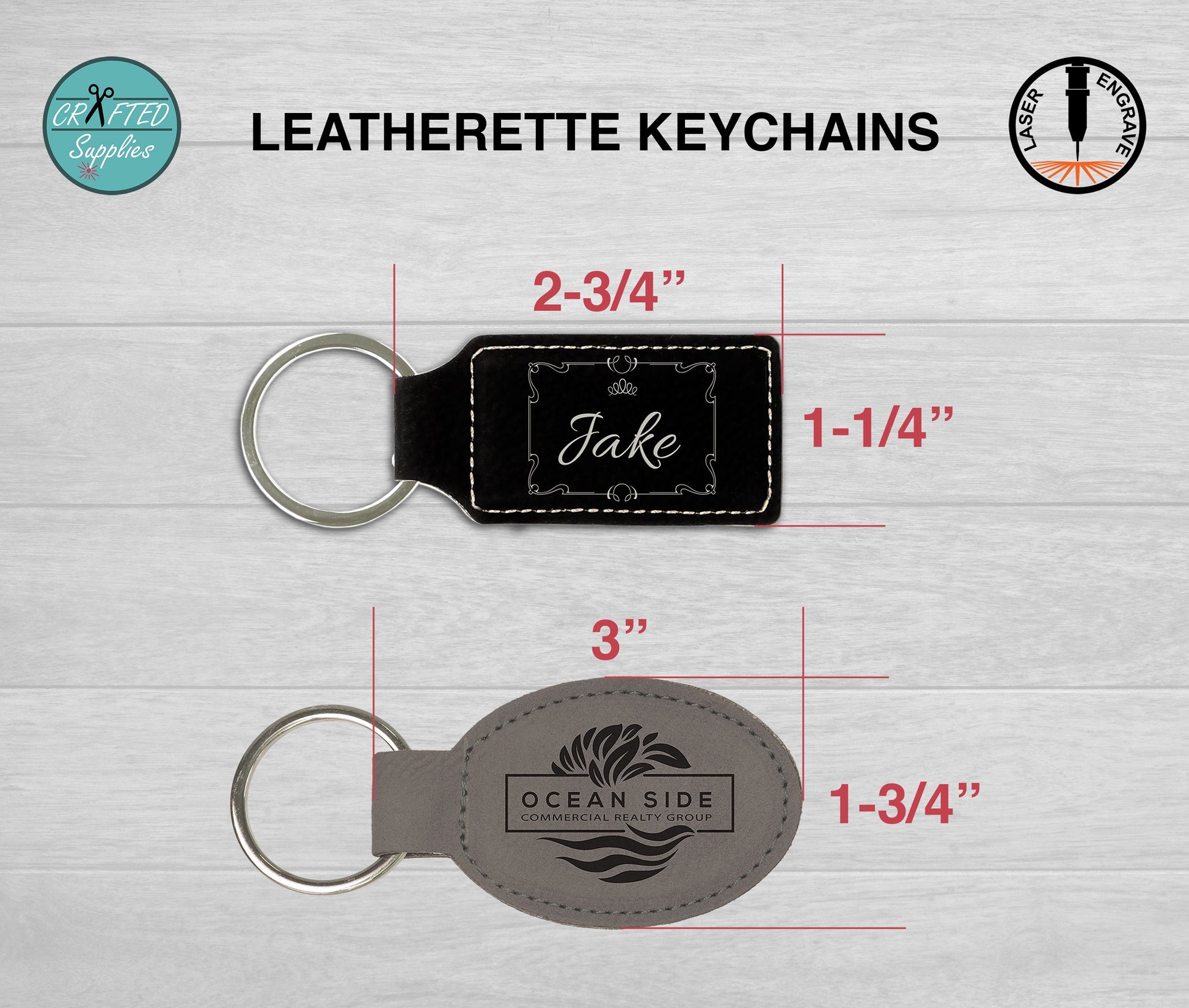 Custom Name Keychain - 17 Leatherette Options – Rosefire Customs & Engraving