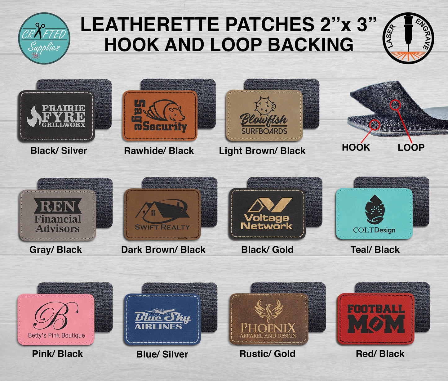 Leatherette Patch With Hook and Loop